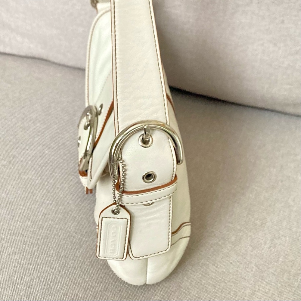 Vintage Coach Soho 9247 White Leather Shoulder Bag Y2K Buckle Purse CleanClassic - Picture 4 of 10